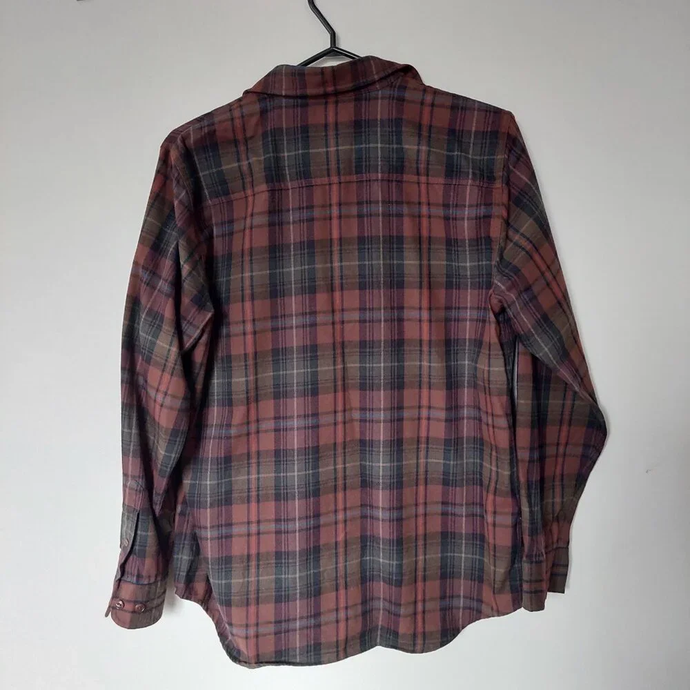 Lauren Ralph Lauren Women's M Plaid Flannel Button-up Shirt Brown 100% Cotton - Picture 4 of 8